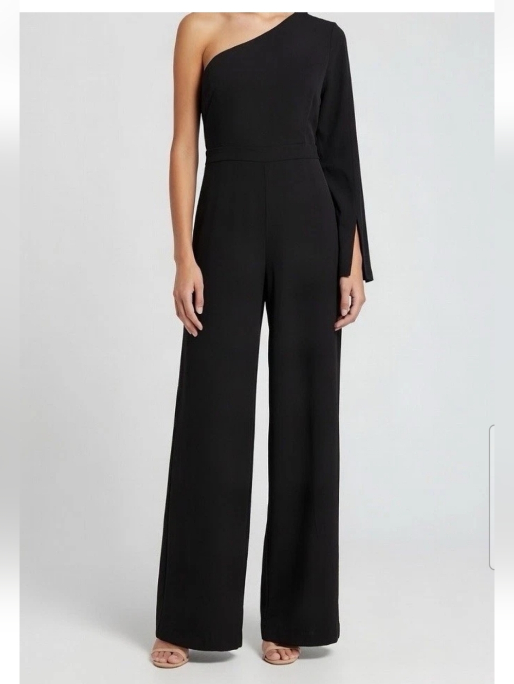 Banana Republic Black One Shoulder Wide Leg Jumpsuit Size 14